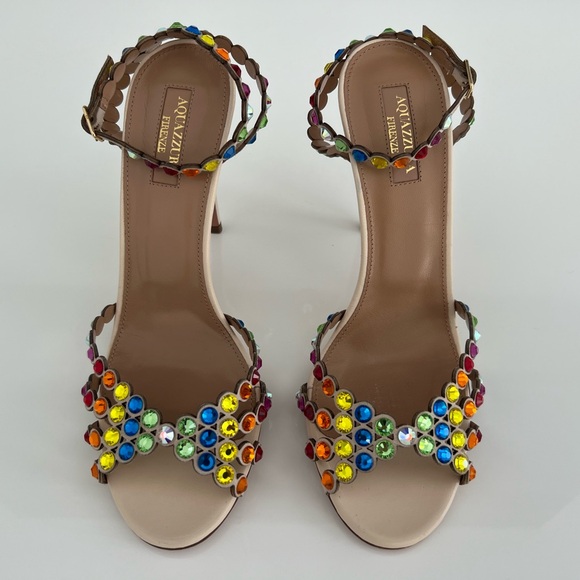 AQUAZZURA RAINBOW TEQUILA CRYSTAL SANDALS SIZE IT 37.5 / US 37.5 - Picture 3 of 17